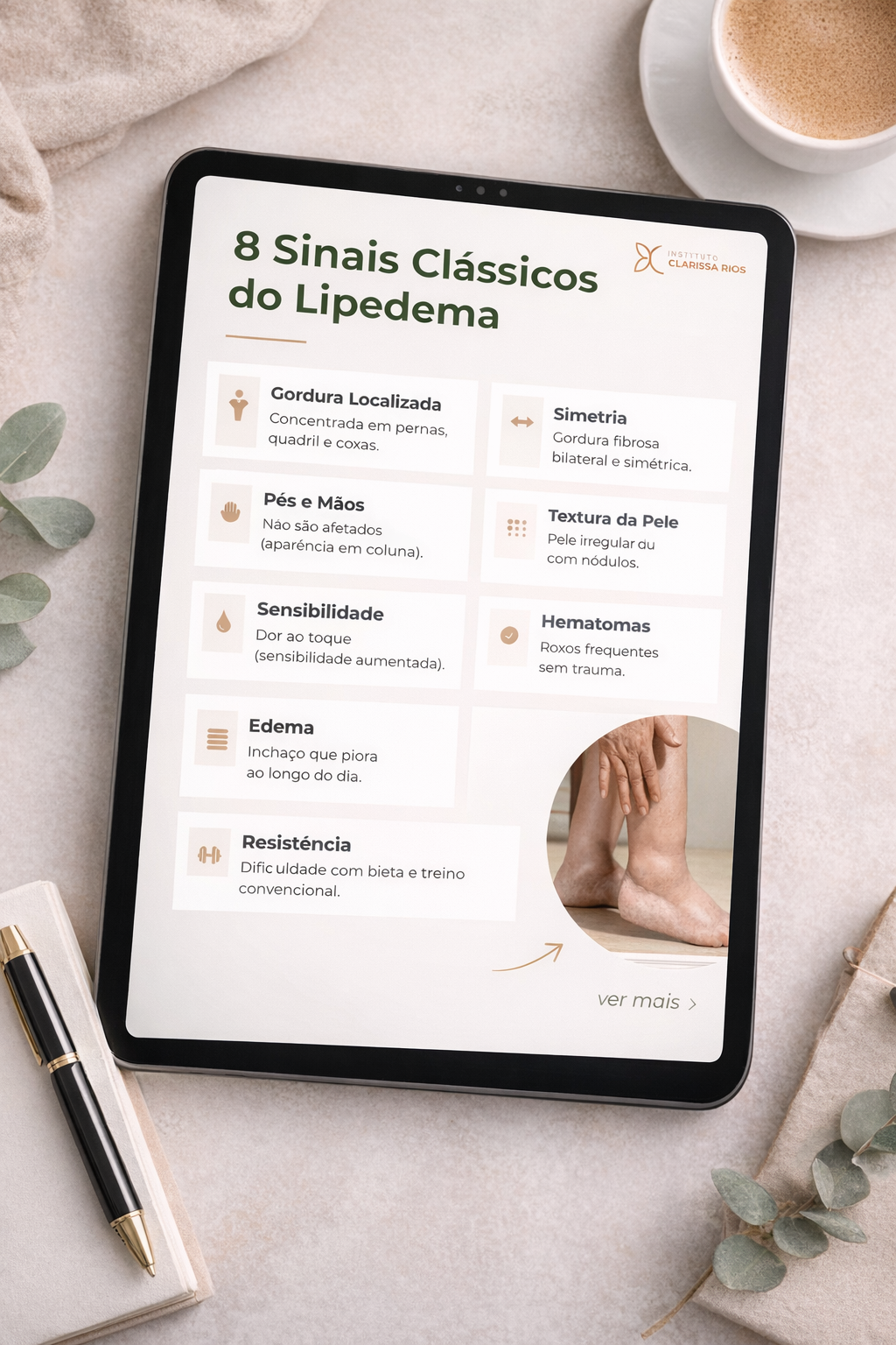 Checklist 8 sinais de lipedema — educativo